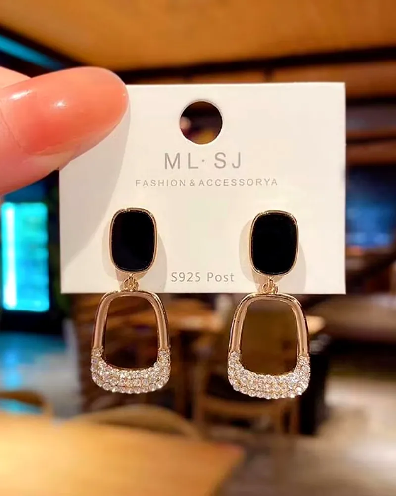 Korean Square Rhinestone Geometric Dangle Earrings – Print Magical Gifts by Print Magical Gifts