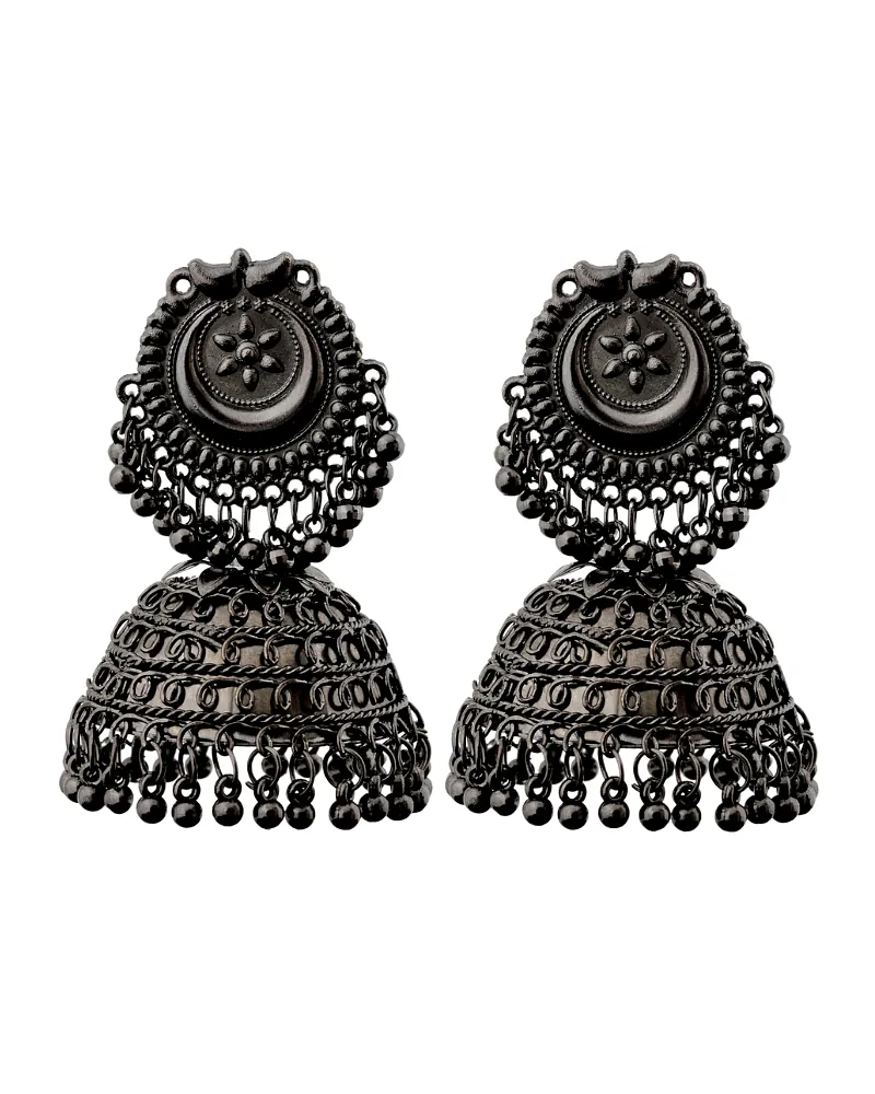 Latest Oxidised Metal Antique Design Stylish Traditional Jhumka Earrings - Print Magical Gifts by Print Magical Gifts