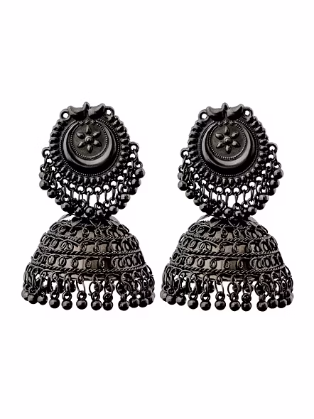 Latest Oxidised Metal Antique Design Stylish Traditional Jhumka Earrings - Print Magical Gifts