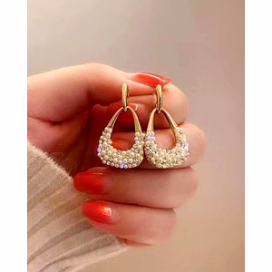 Women Gold-Plated Pearl-Studded Drop Earrings - Elegant Fashion Jewelry