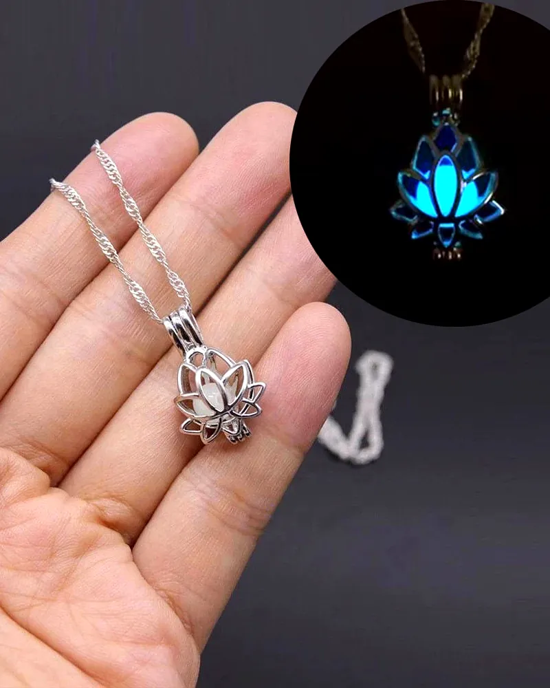 Print Magical Gifts Glowing Lotus Pendant Necklace – Korean Fashion Jewelry by Print Magical Gifts