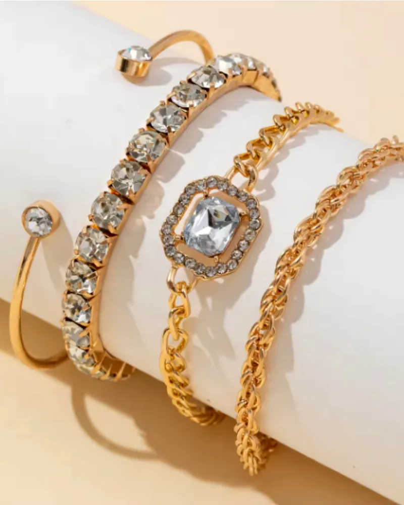 Stylish Gold & AD Stone Bracelet Combo - Elegant Fashion Accessories by Print Magical Gifts by Print Magical Gifts