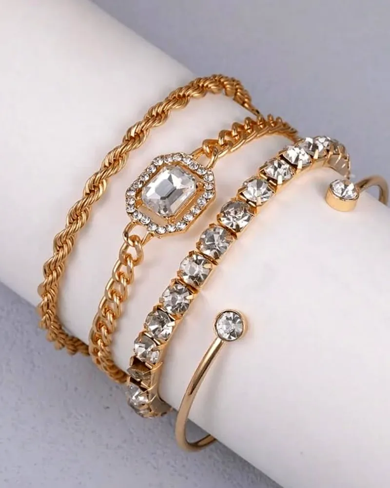Stylish Gold & AD Stone Bracelet Combo - Elegant Fashion Accessories by Print Magical Gifts by Print Magical Gifts