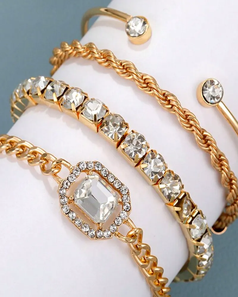 Stylish Gold & AD Stone Bracelet Combo - Elegant Fashion Accessories by Print Magical Gifts by Print Magical Gifts