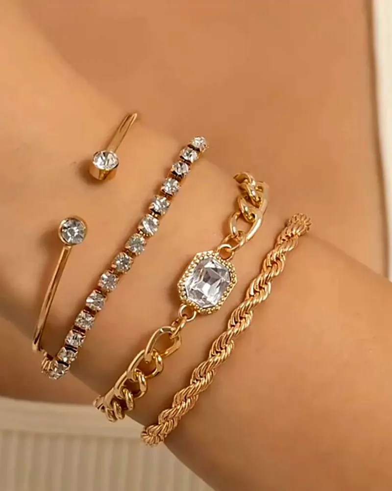 Stylish Gold & AD Stone Bracelet Combo - Elegant Fashion Accessories by Print Magical Gifts by Print Magical Gifts