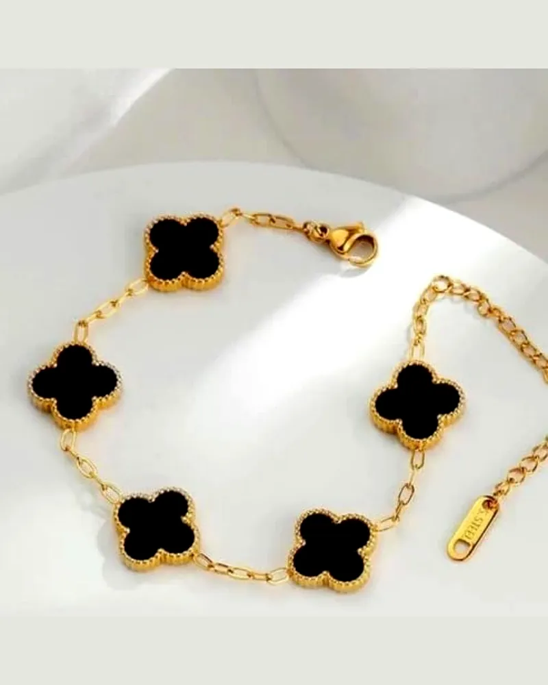 Black Clover Anti-Tarnish Bracelet | Korean Style Dailywear for Girls by Print Magical Gifts