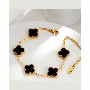 Black Clover Anti-Tarnish Bracelet | Korean Style Dailywear for Girls