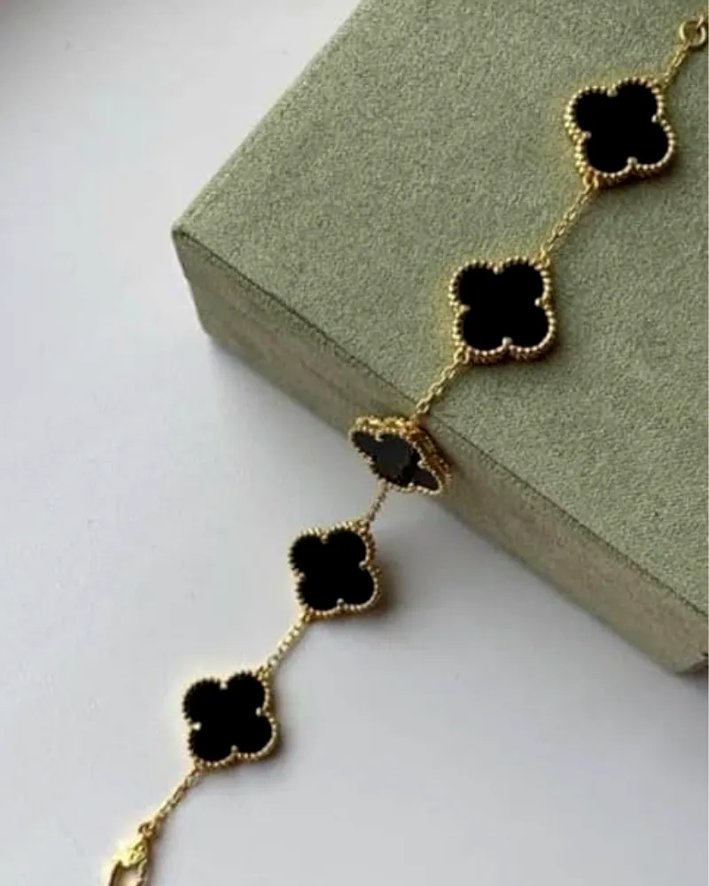 Black Clover Anti-Tarnish Bracelet | Korean Style Dailywear for Girls by Print Magical Gifts