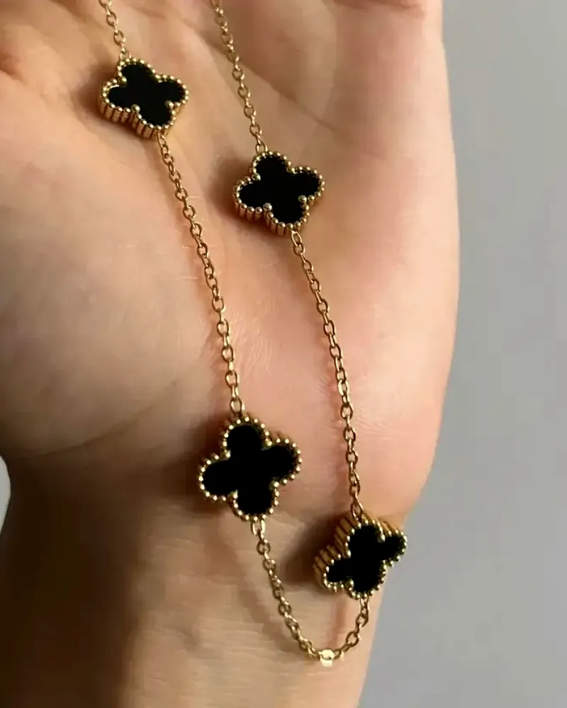 Black Clover Anti-Tarnish Bracelet | Korean Style Dailywear for Girls by Print Magical Gifts