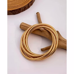 triple coiled gold slip-on bangle bracelet for women | anti-tarnish designer kada by print magical gifts