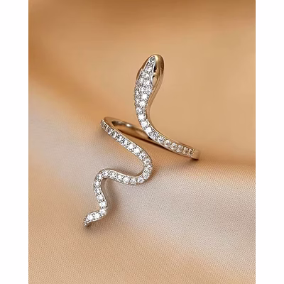silver gothic snake open ring for women | retro animal-inspired evil eye jewelry