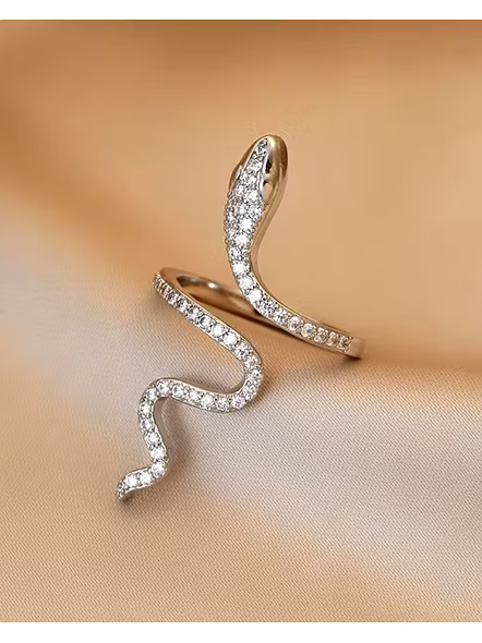 Silver Gothic Snake Open Ring for Women | Retro Animal-Inspired Evil Eye Jewelry