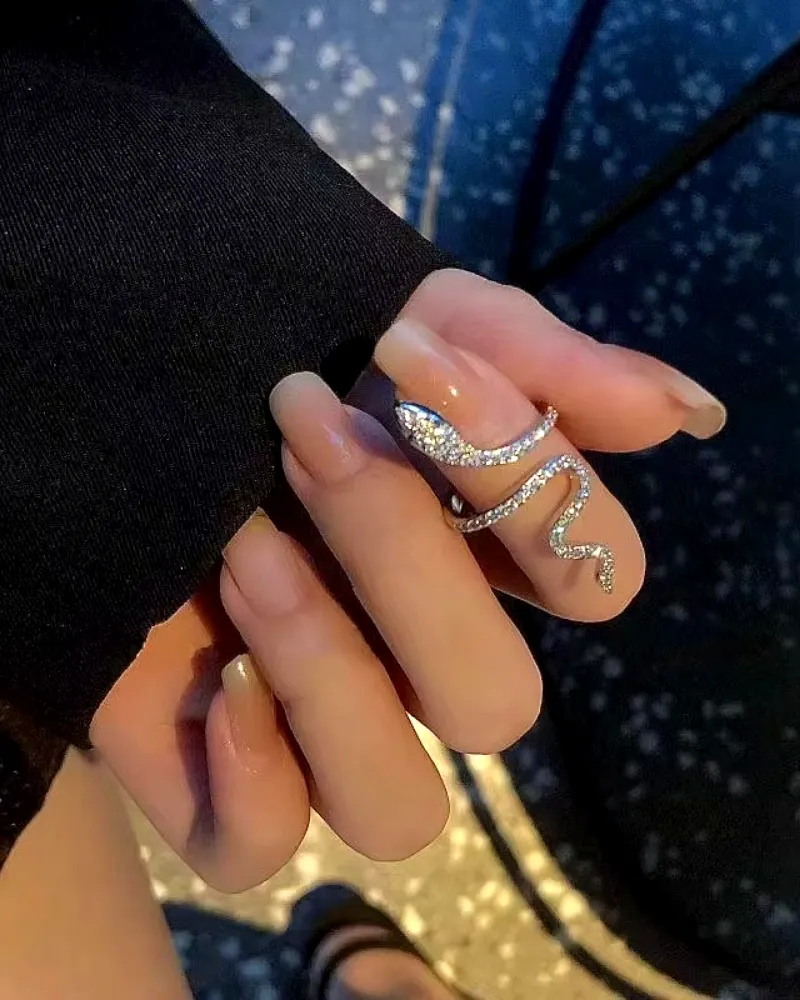 Silver Gothic Snake Open Ring for Women | Retro Animal-Inspired Evil Eye Jewelry by Print Magical Gifts