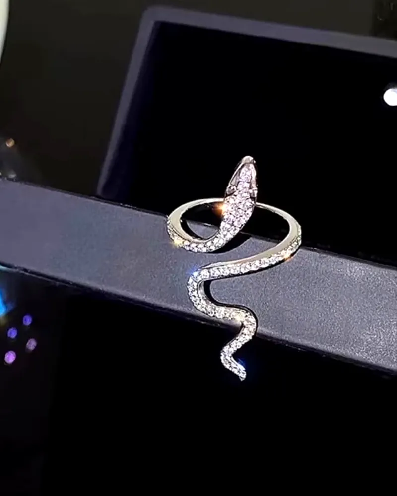 Silver Gothic Snake Open Ring for Women | Retro Animal-Inspired Evil Eye Jewelry by Print Magical Gifts