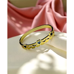 Trendy Heart Gold Bracelet for Women | Anti-Tarnish Adjustable Cuff | Print Magical Gifts