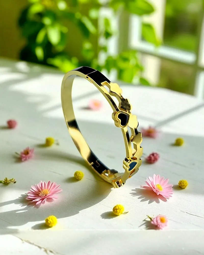 Trendy Heart Gold Bracelet for Women | Anti-Tarnish Adjustable Cuff | Print Magical Gifts by Print Magical Gifts