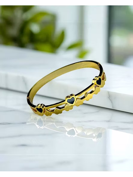 Trendy Heart Gold Bracelet for Women | Anti-Tarnish Adjustable Cuff | Print Magical Gifts