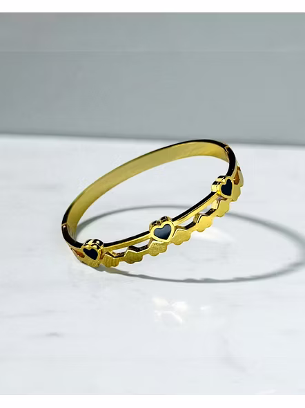 Trendy Heart Gold Bracelet for Women | Anti-Tarnish Adjustable Cuff | Print Magical Gifts