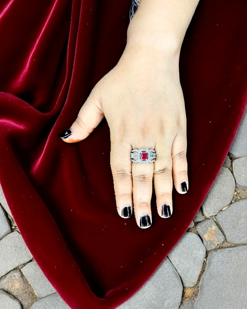 Elegant AD Silver Ring for Women | Adjustable Finger Ring | American Diamonds Jewelry by Print Magical Gifts