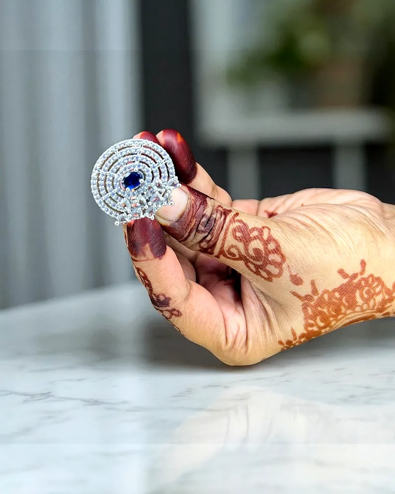 Sparkling American Diamond Ring for Girls – Elegant & Trendy Design (Colour - Silver) by Print Magical Gifts