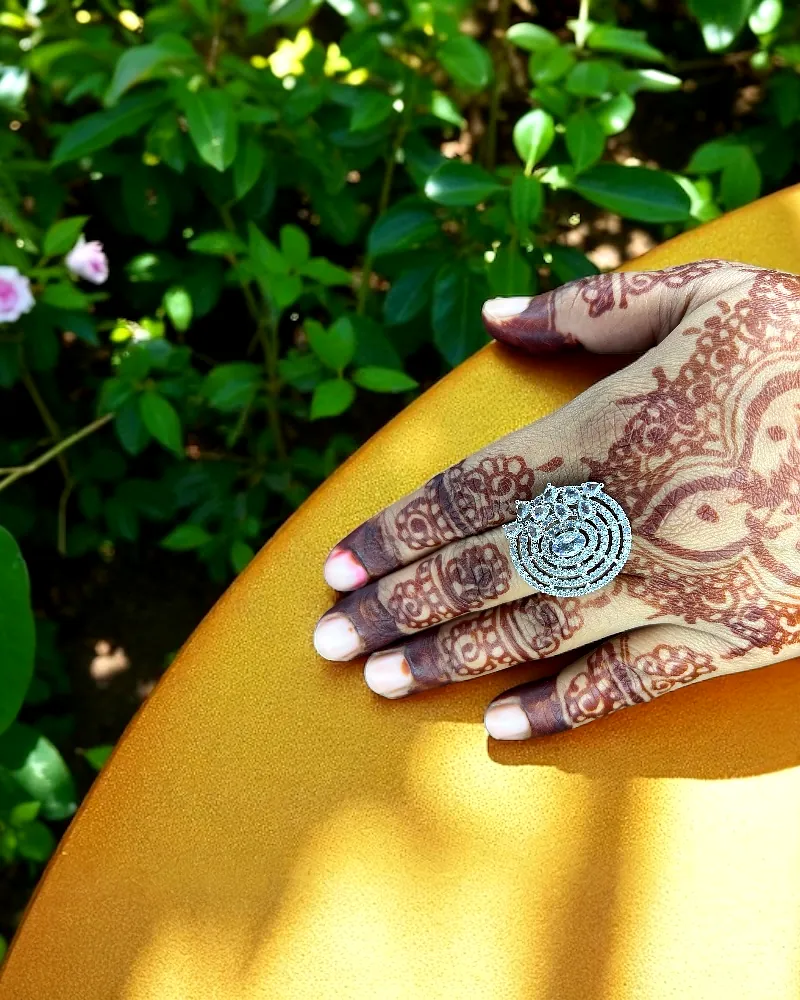 Sparkling American Diamond Ring for Girls – Elegant & Trendy Design (Colour - Silver) by Print Magical Gifts