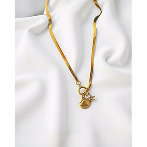 Grace Sea Charms Golden Pendant Necklace - Ocean-Inspired Elegance