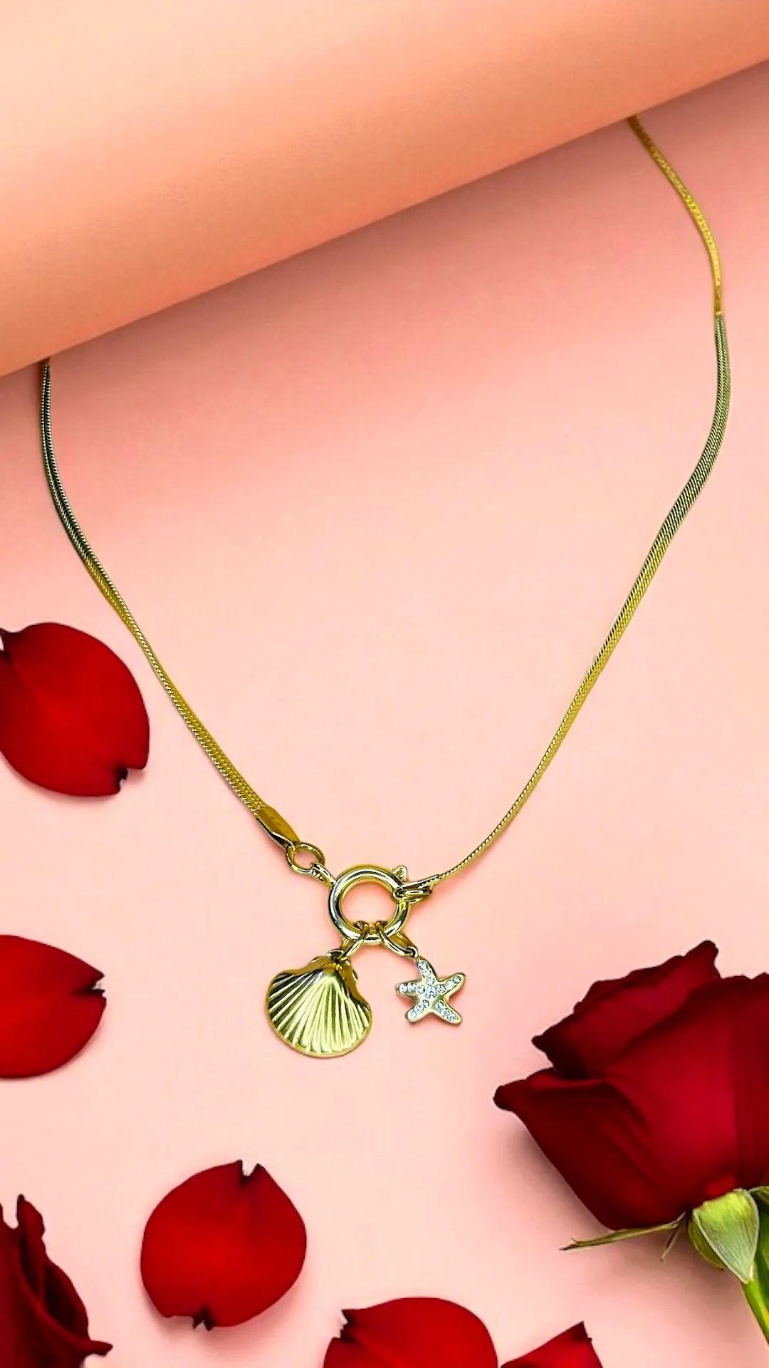 Grace Sea Charms Golden Pendant Necklace - Ocean-Inspired Elegance (Colour - Gold) by Print Magical Gifts