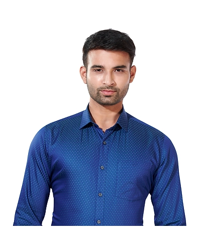 HAFLINGER Men's Formal Shirt HF20003_Blue-HF20003-1