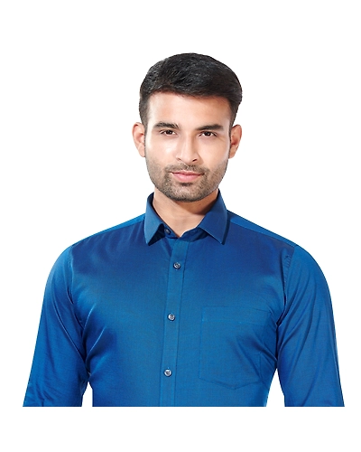 HAFLINGER Men's Formal Shirt HF20009_Blue-HF20009-1