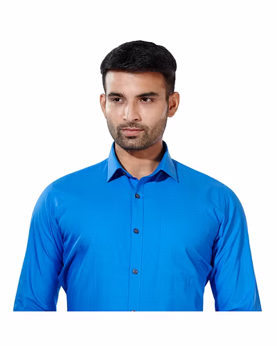 HAFLINGER Men's Formal Shirt HF20013_Blue-HF20013-1