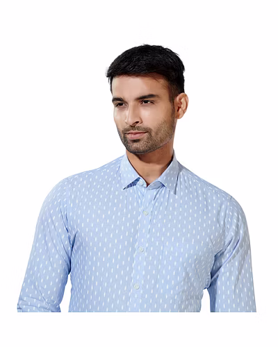 HAFLINGER Men's Formal Shirt HF20014_Blue-HF20014-1