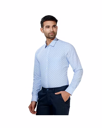 HAFLINGER Men's Formal Shirt HF20014_Blue-38-2