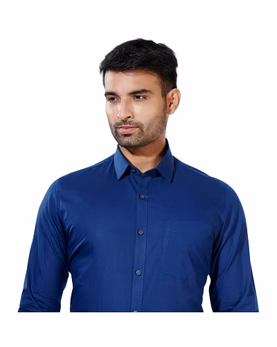 HAFLINGER Men's Formal Shirt HF20017_Blue-HF20017-1