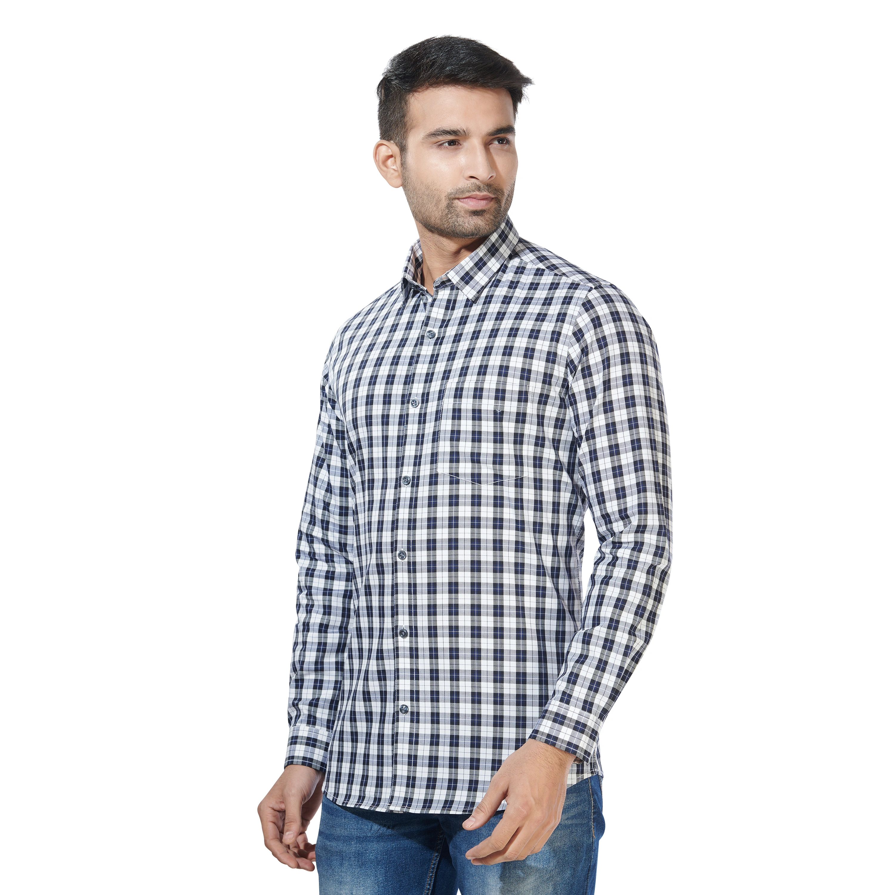 HAFLINGER Men's Casual Shirt HF20022_Black&amp;White-38-2