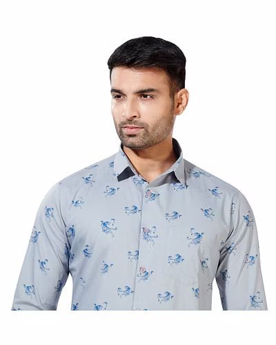 HAFLINGER MEN'S CASUAL SHIRT COTTON HF20038_LIGHT BLUE-HF20038-1