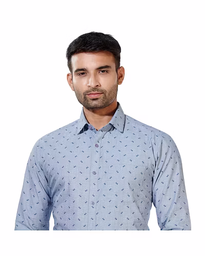 HAFLINGER MEN'S FORMAL SHIRT COTTON HF20040_LIGHT BLUE-HF20040-1
