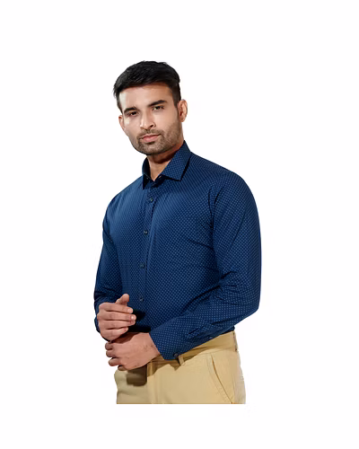 HAFLINGER MEN'S FORMAL SHIRT COTTON HF20041_DARK BLUE-38-2