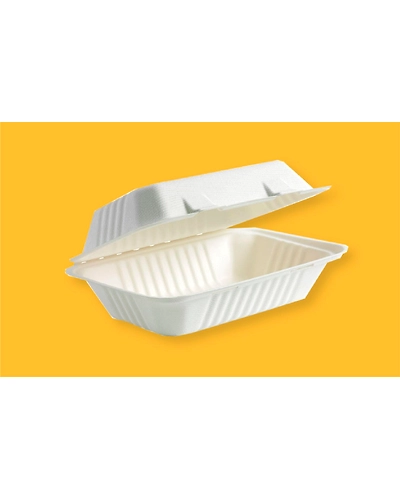 9&quot;x6&quot; Clamshell Container 1000ml-BAGASSE-CC-09