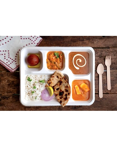 5 Compartment Plates Meal Tray with LId-2
