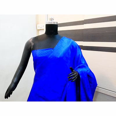 banarasi blue semi silk - timeless elegance & vibrant sophistication