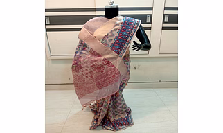 Banarasi Handloom Net Saree with Print and Running Blouse