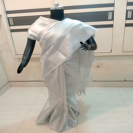exquisite banarasi kora silk silver tissue saree with running blouse