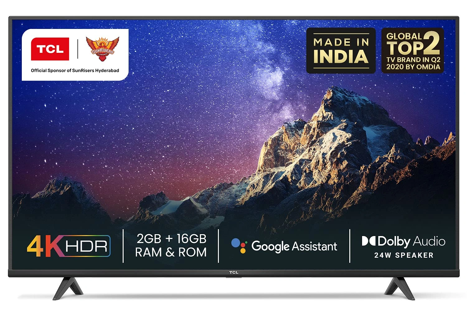 TCL 139 cm (55 inches) 4K Ultra HD Certified Android Smart LED TV 55P615 (Black) With Dolby Audio-TV080