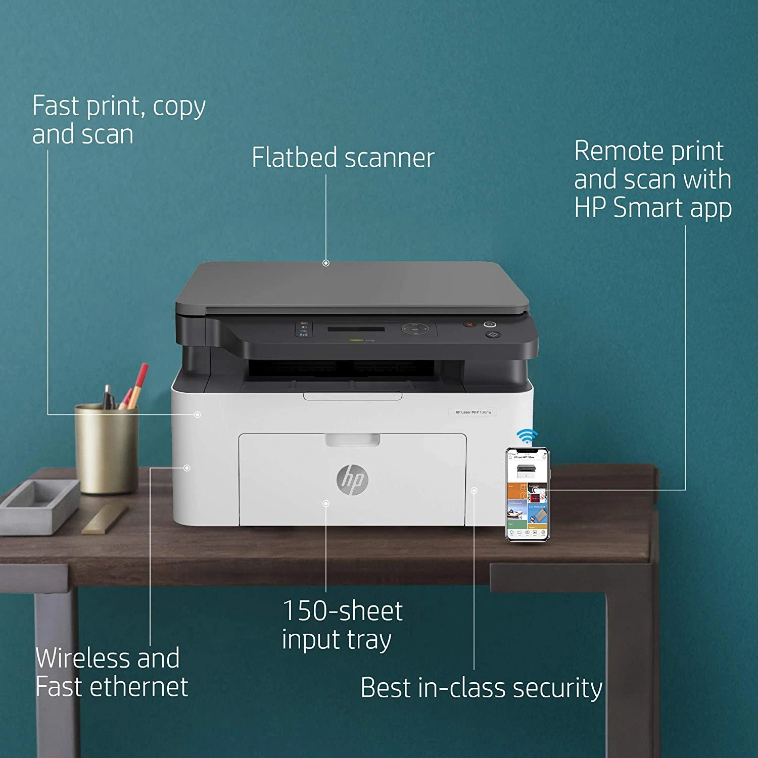 HP Laser 136nw Multifunction Printer (Print/Copy/Scan) wi-fi+ Network ready-3