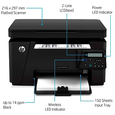 HP Laserjet Pro MFP M126a - Multifunction Black and White Laser Printer-2