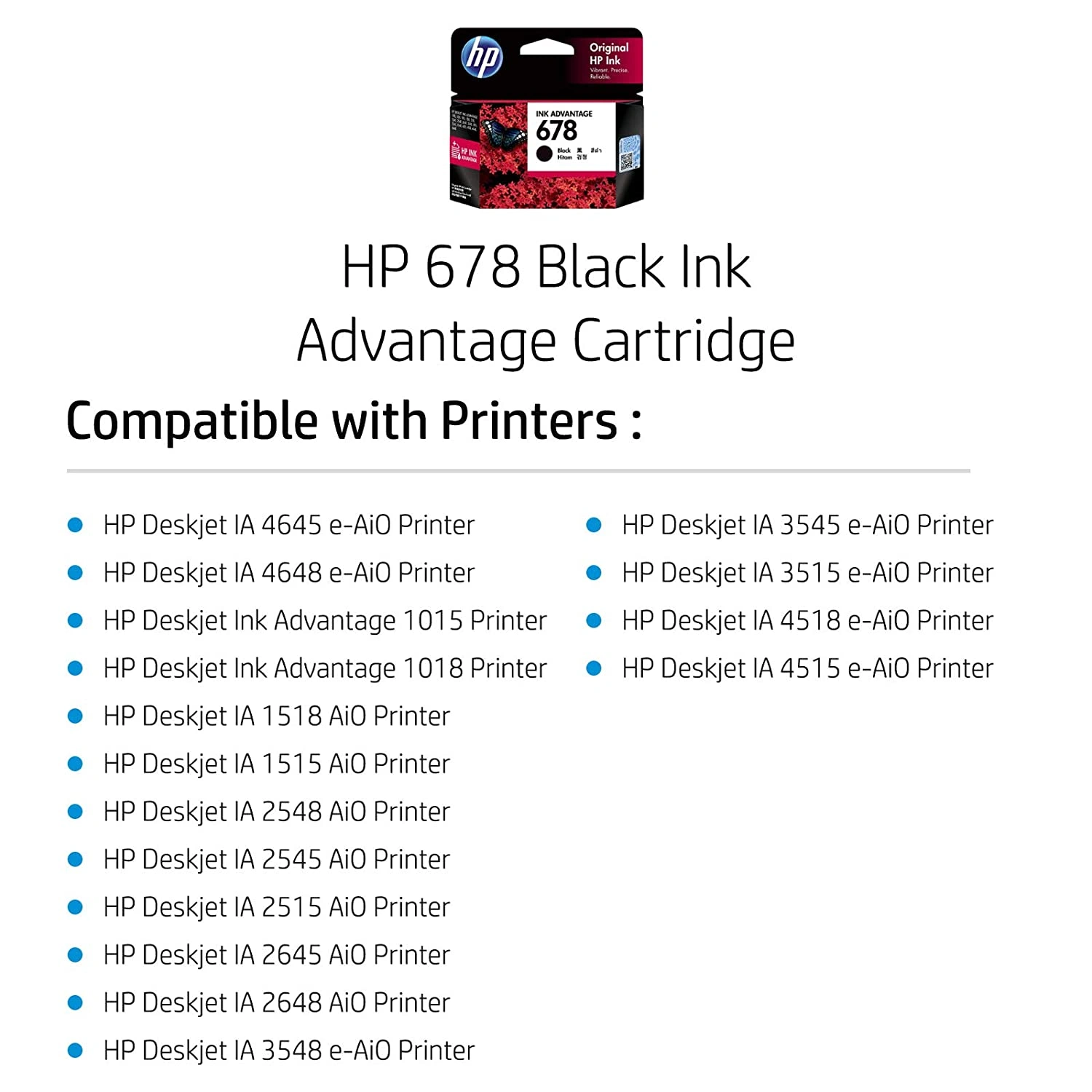 HP 678 Black Ink Advantage Cartridge CZ107AA-1