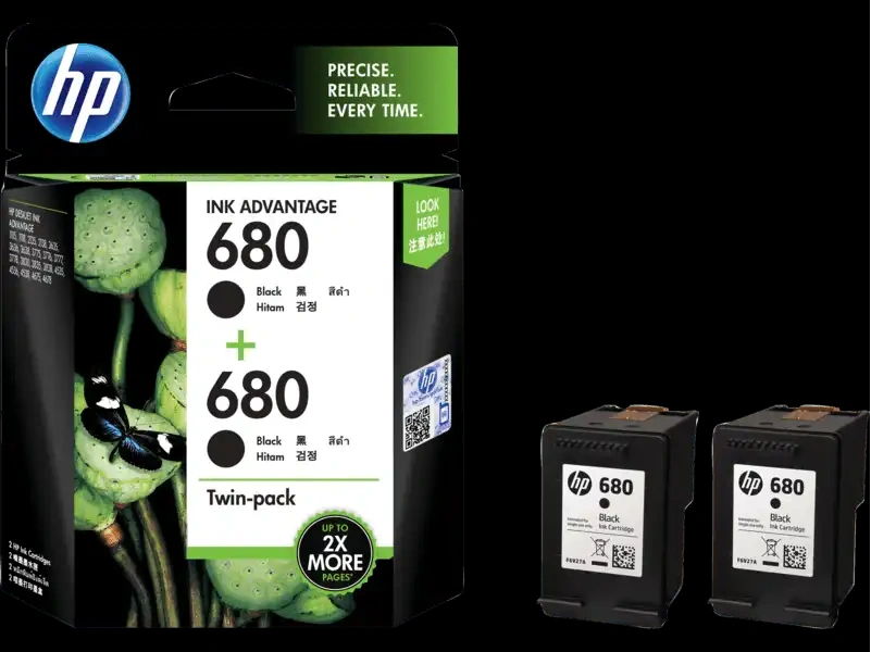 HP 680 2-pack Black Original Ink Advantage Cartridges-X4E79AA