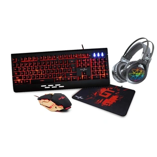 Redgear MT41 Manta 4. in 1 Gaming Combo with USB Keyboard, Mouse, Headphones and Speed Edition Mousepad.