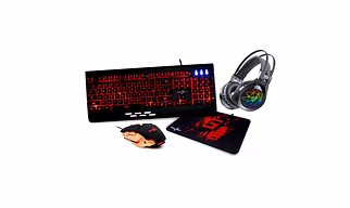 Redgear MT41 Manta 4. in 1 Gaming Combo with  USB Keyboard, Mouse, Headphones and Speed Edition Mousepad.