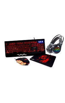 Redgear MT41 Manta 4. in 1 Gaming Combo with  USB Keyboard, Mouse, Headphones and Speed Edition Mousepad.
